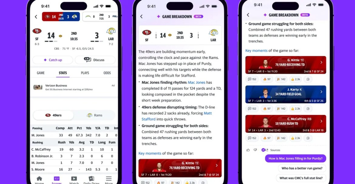 Yahoo's Game Breakdown brings AI recaps and previews to NFL games


