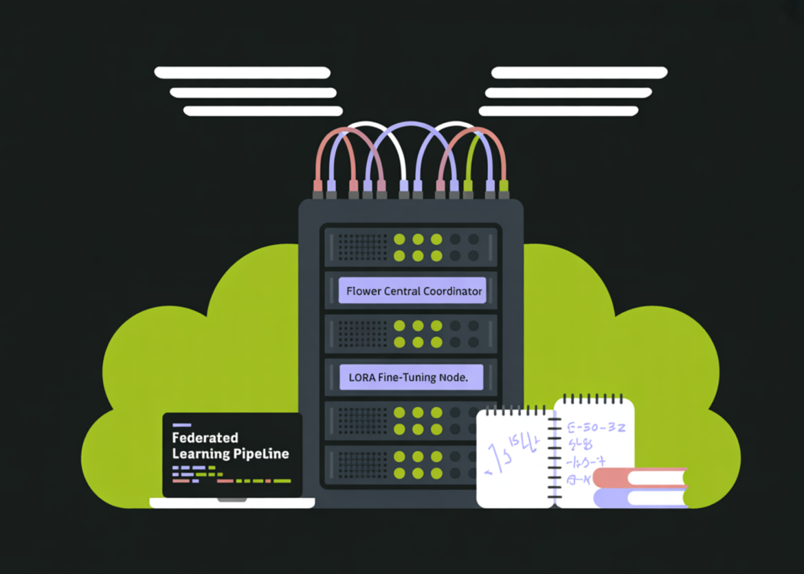 How to build a privacy-preserving federated pipeline to fine-tune large language models with LoRA using Flowers and PyFT

