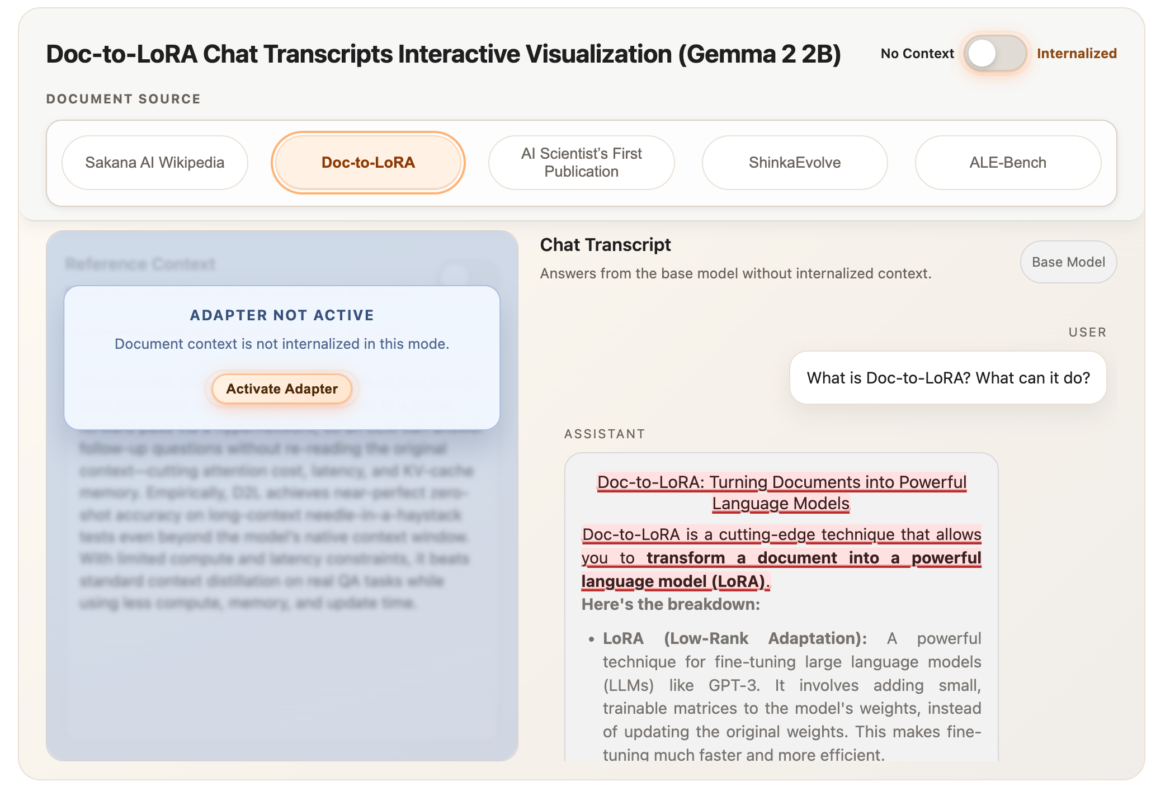 Sakana AI introduces Doc-to-LoRA and Text-to-LoRA: hypernetworks that instantly internalize long contexts and optimize LLMs through zero-shot natural language.

