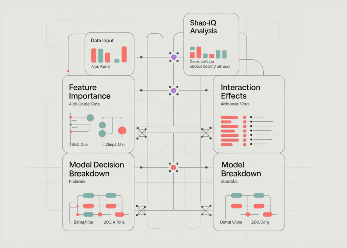 How to build an interpretable AI analysis pipeline using SHAP-IQ to understand feature importance, interaction effects, and model decision breakdown

