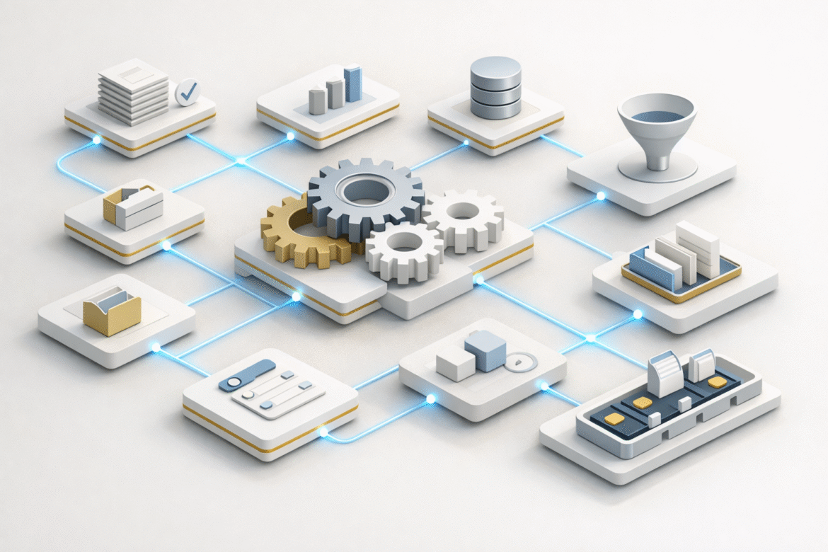 AI agents for small business — abstract autonomous workflow network concept