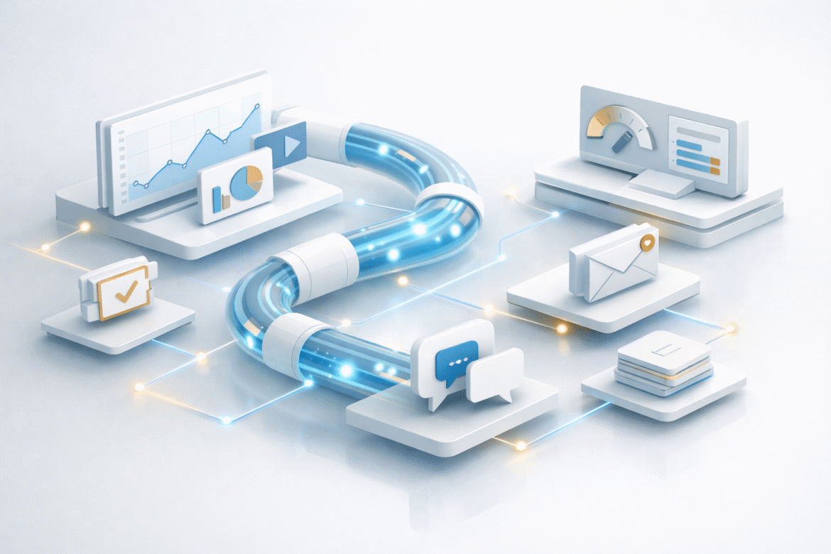 AI customer service for small business — abstract support automation pipeline concept