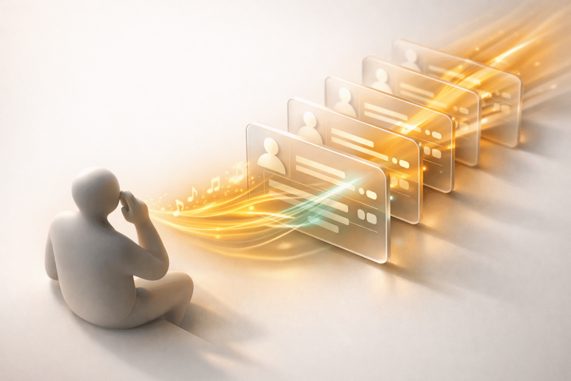 Conceptual illustration of the Microsoft Sales Agent flowing meeting notes automatically into CRM records