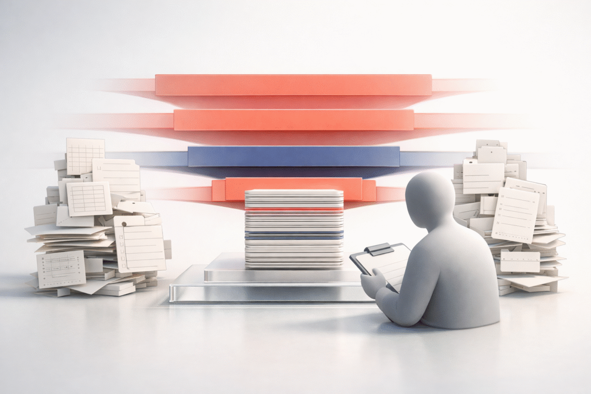 Line-art scene of a month-end close reconciled using AI bookkeeping for small business