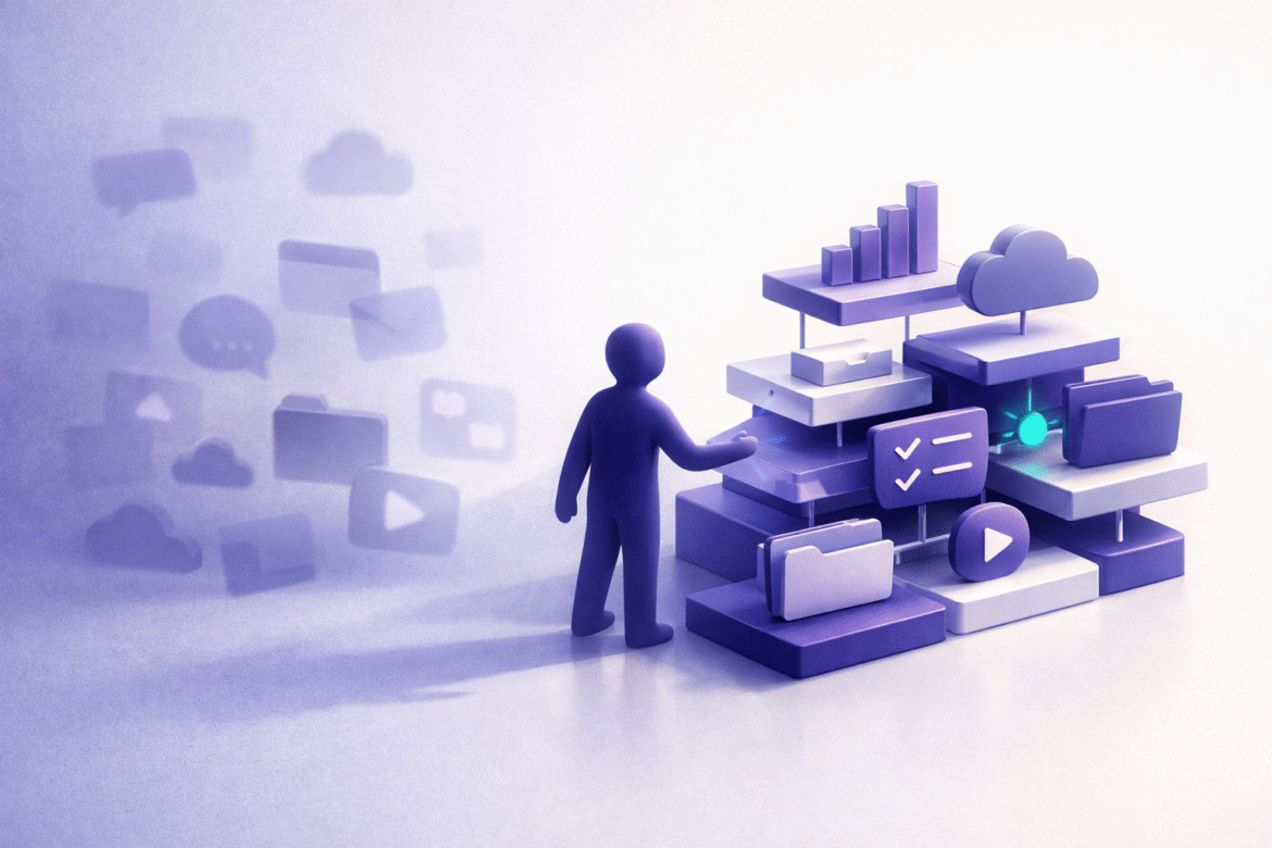 Shadow AI concept: hidden small-business tools brought into an organized, governed structure