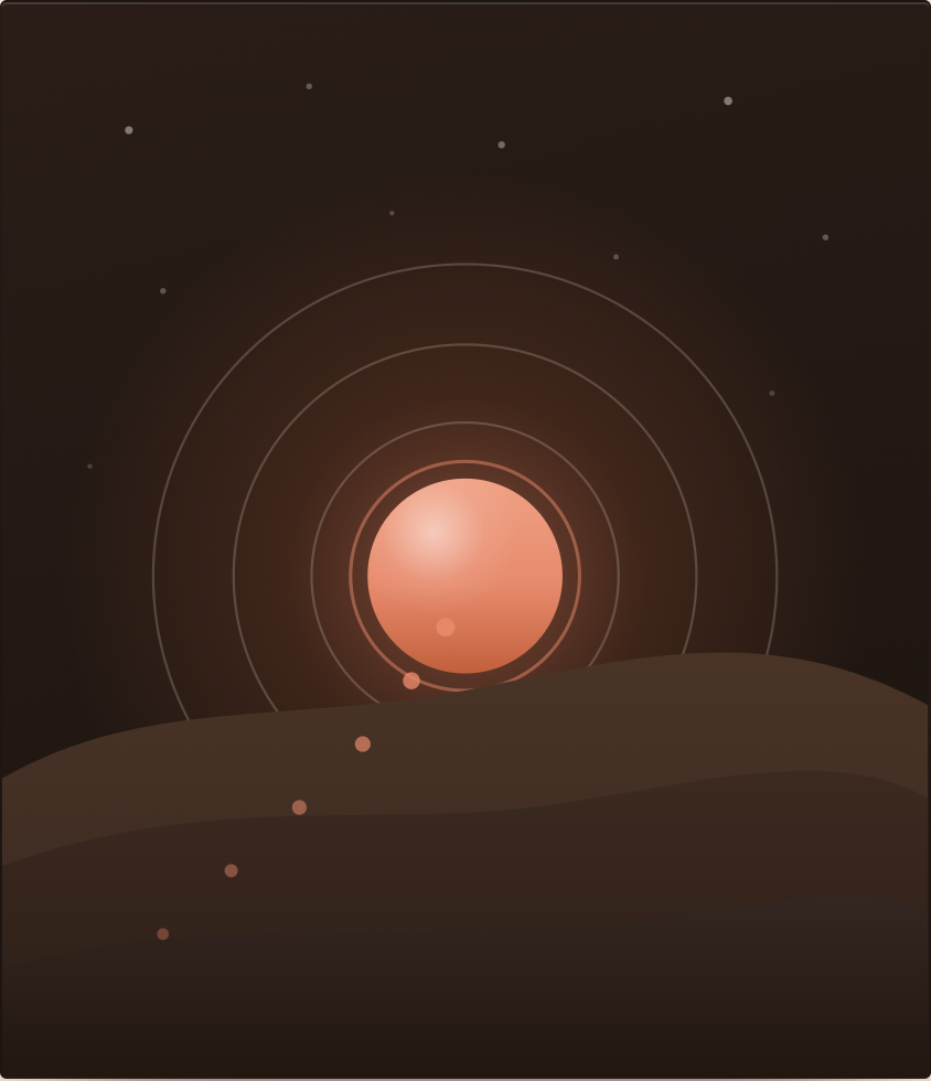A rising sun over dark hills